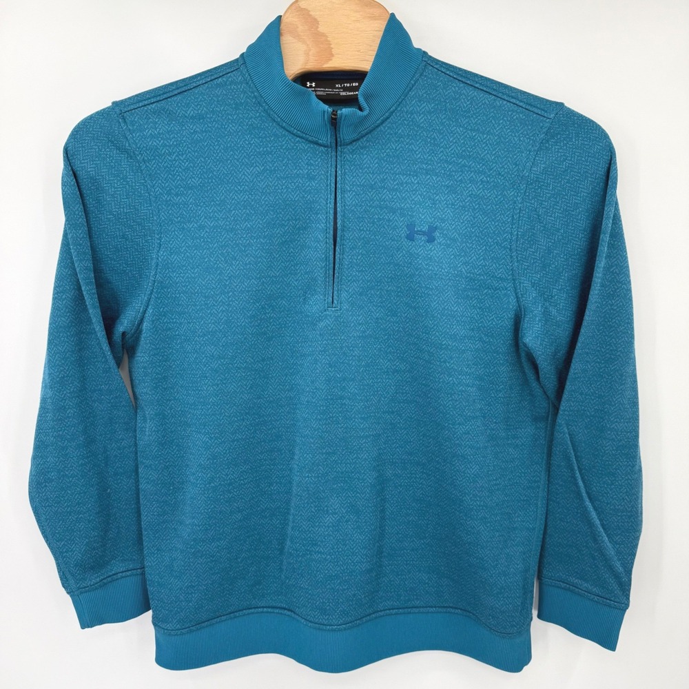 Under Armour Pullover Womens XL Teal ColdGear 1309289 1/4 Zip Geometric Fleece